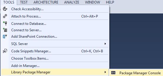 Open Package Manager Console